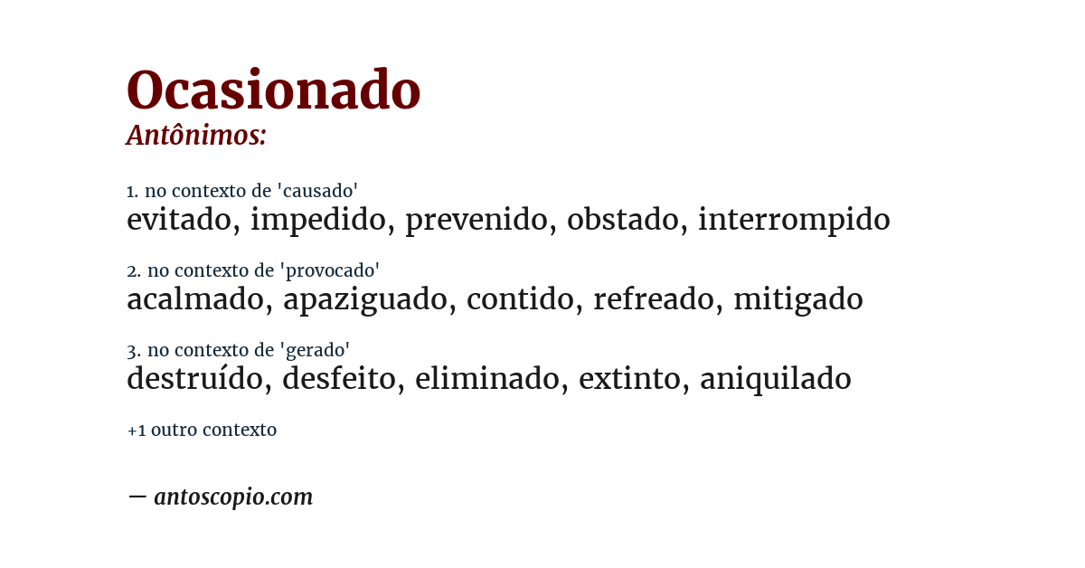 Antônimo de ocasionado