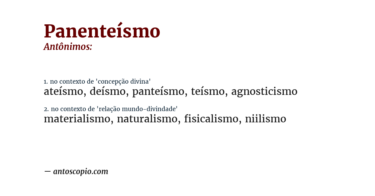 Antônimo de panenteísmo