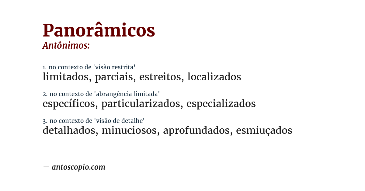 Antônimo de panorâmicos