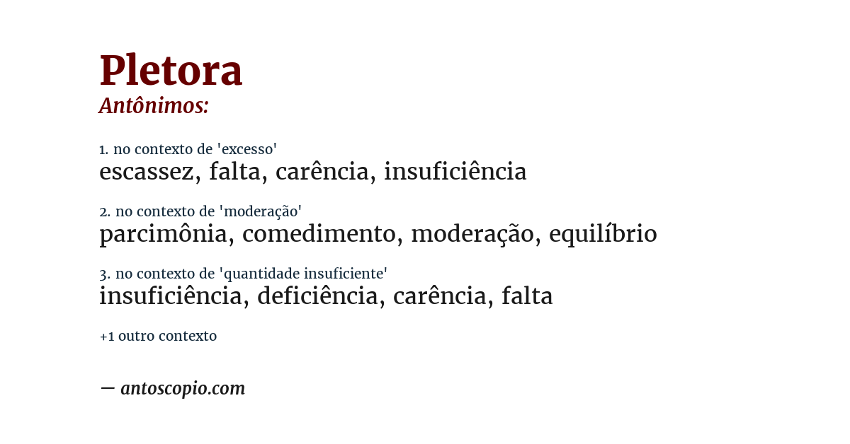 Antônimo de pletora