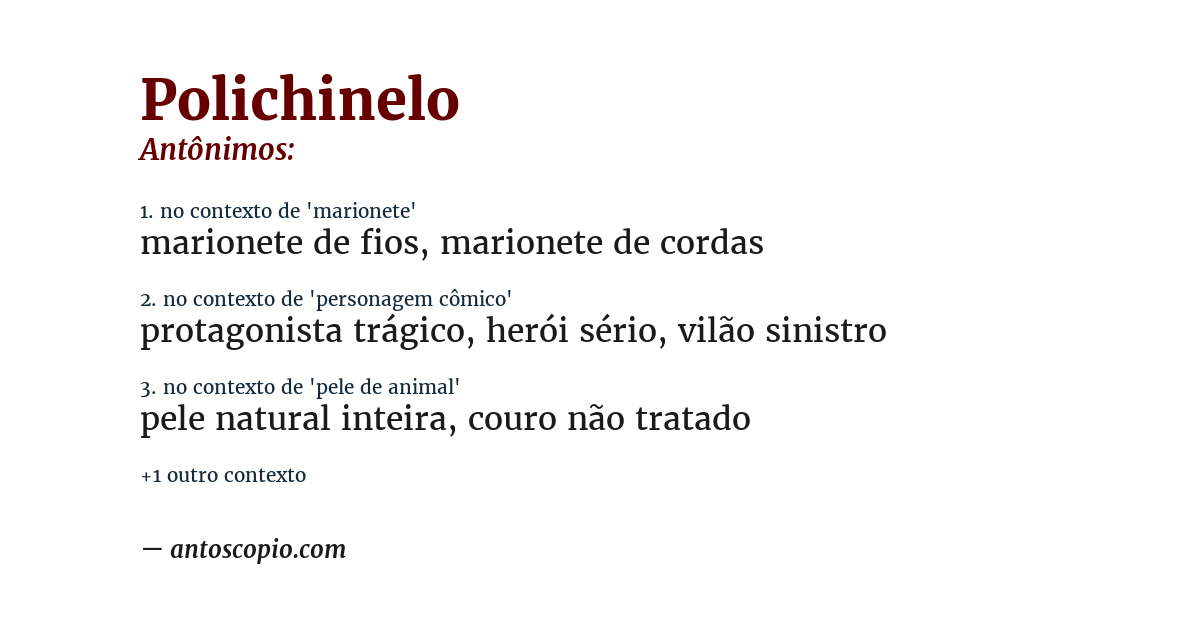Antônimo de polichinelo