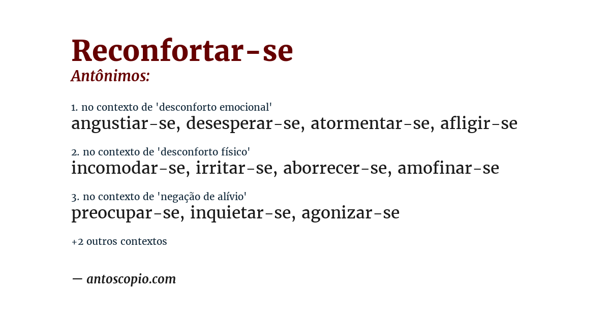 Antônimo de reconfortar-se