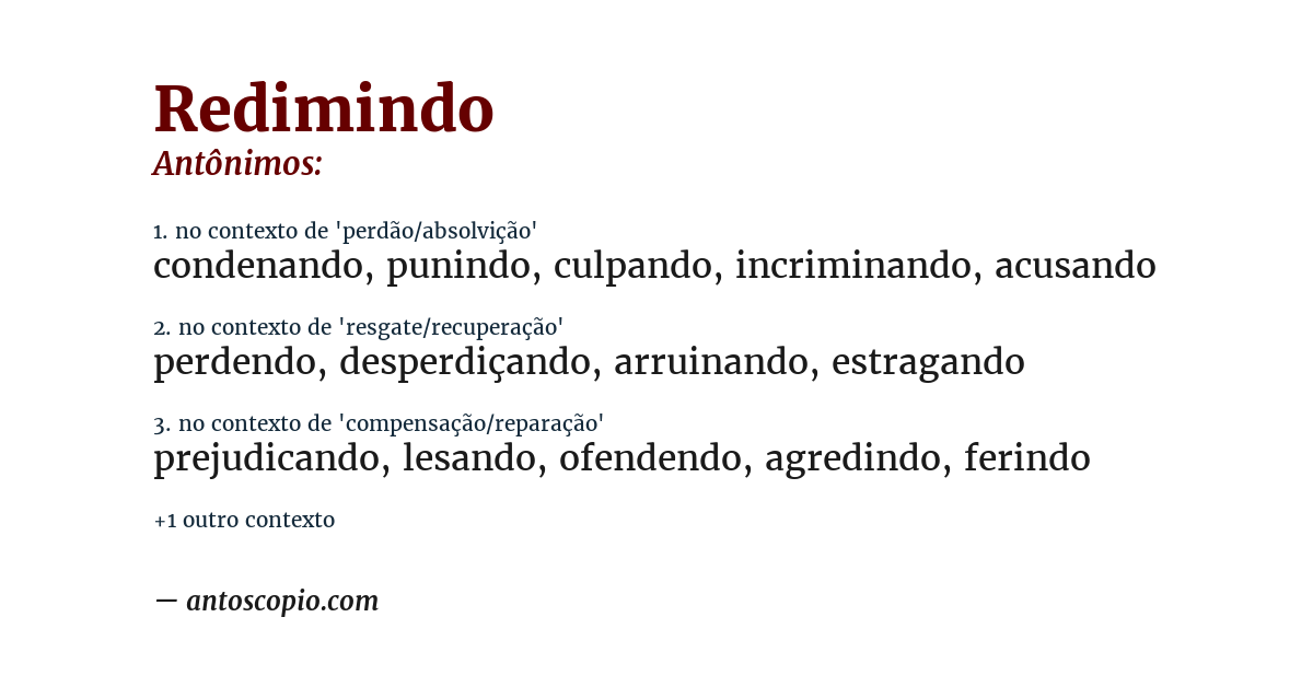 Antônimo de redimindo