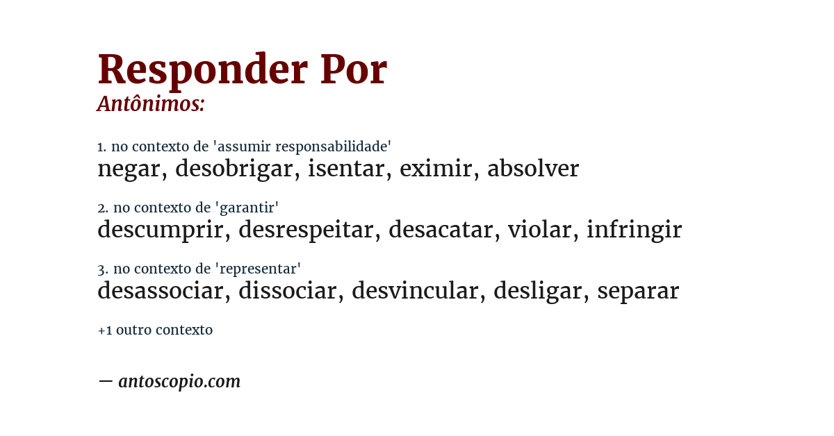 Antônimo de responder por