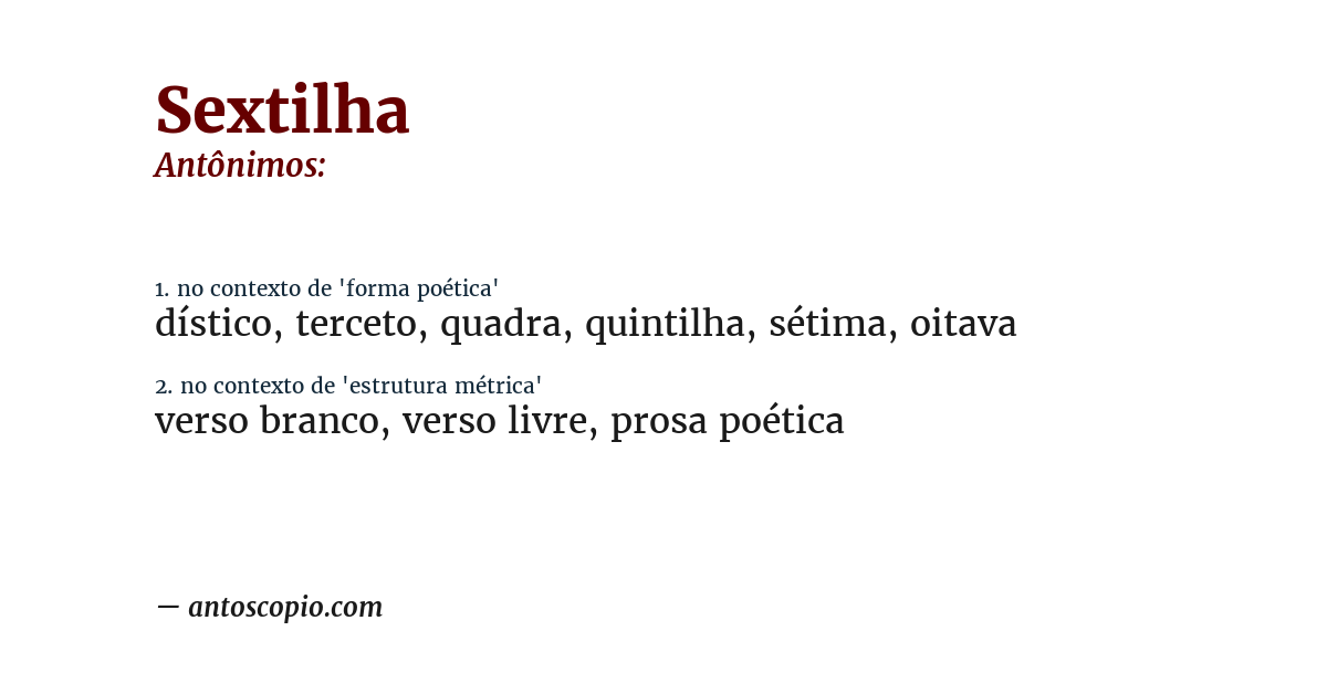 Antônimo de sextilha