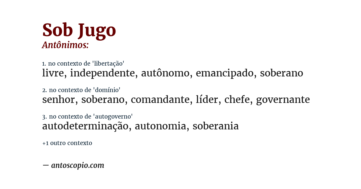 Antônimo de sob jugo