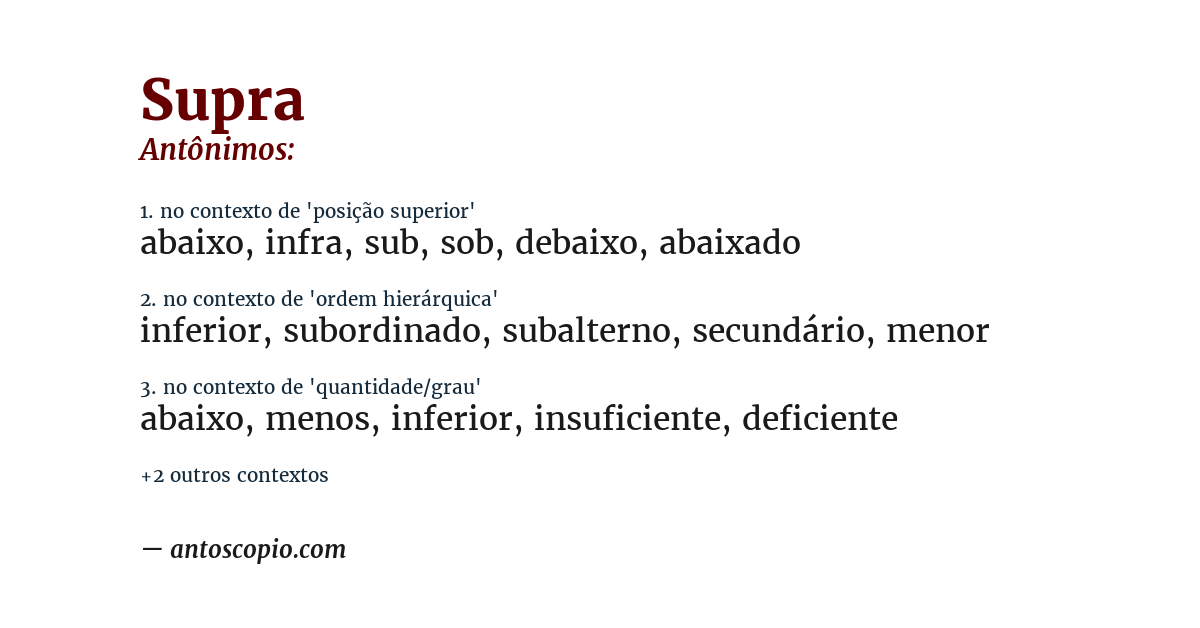 Antônimo de supra