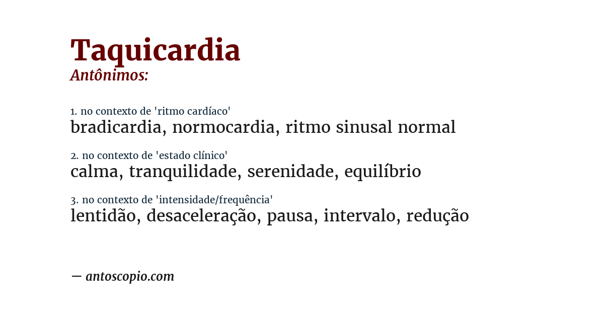 Antônimo de taquicardia
