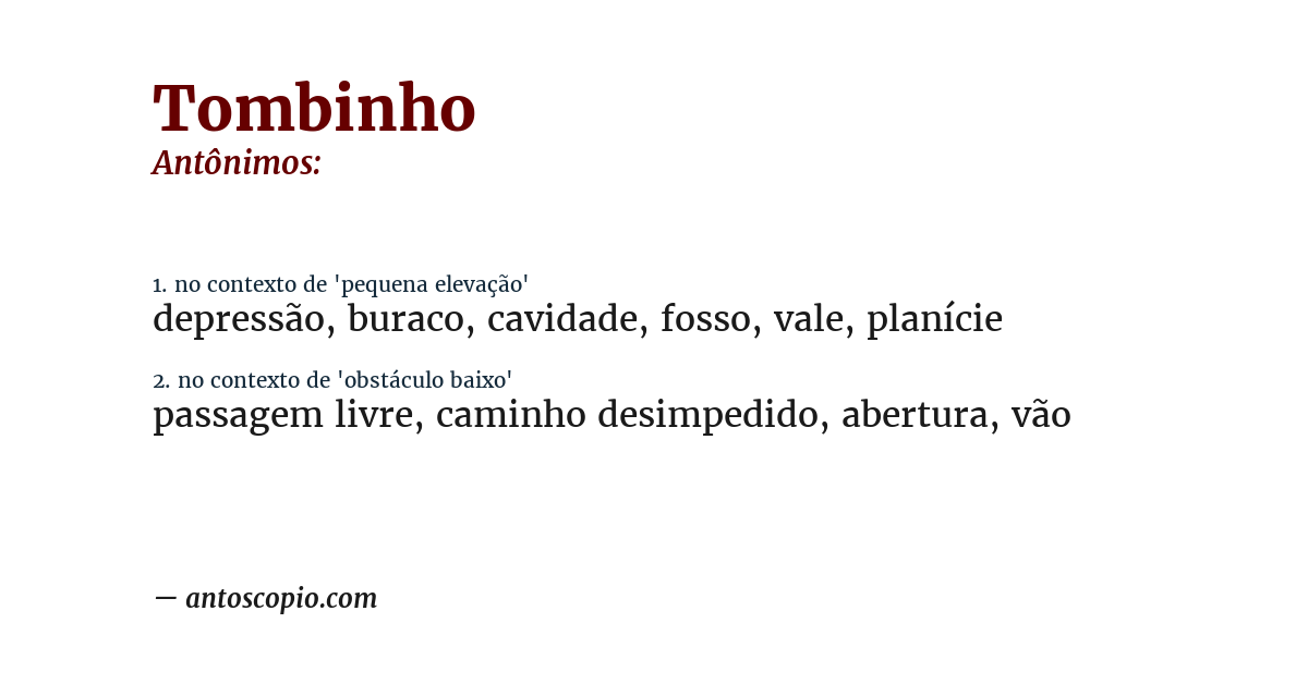 Antônimo de tombinho