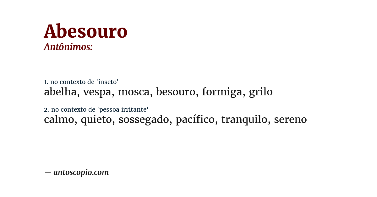 Antônimo de abesouro