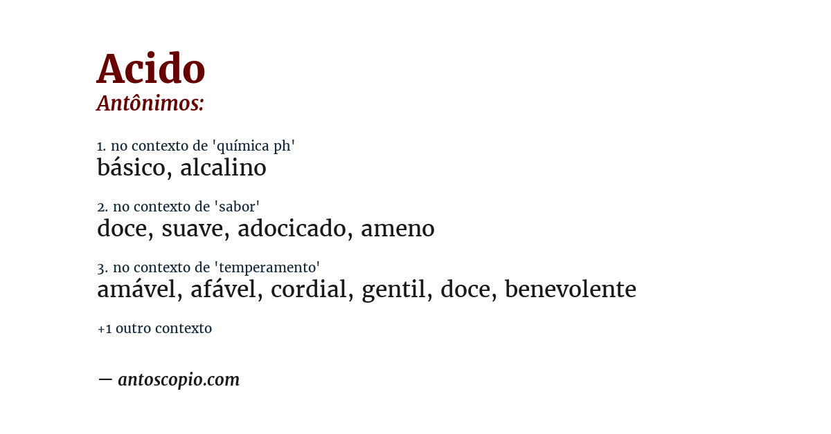 Antônimo de acido
