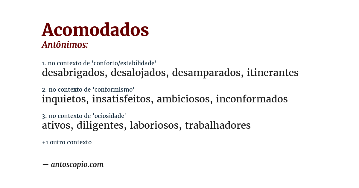 Antônimo de acomodados