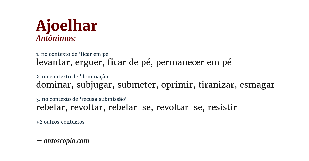 Antônimo de ajoelhar