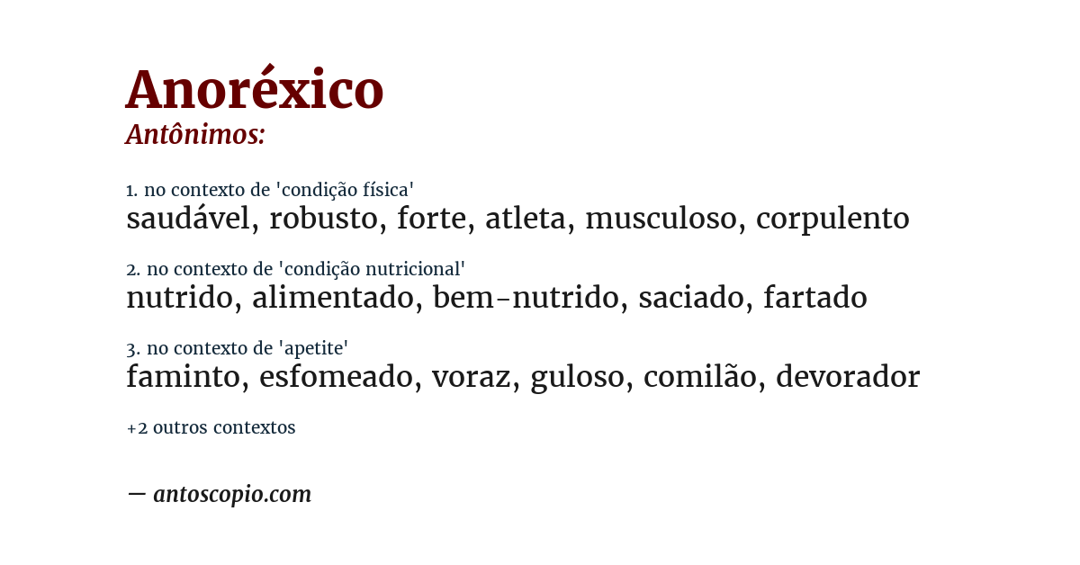 Antônimo de anoréxico