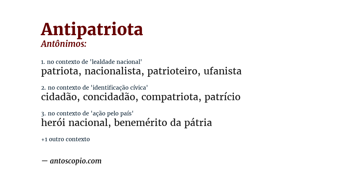 Antônimo de antipatriota