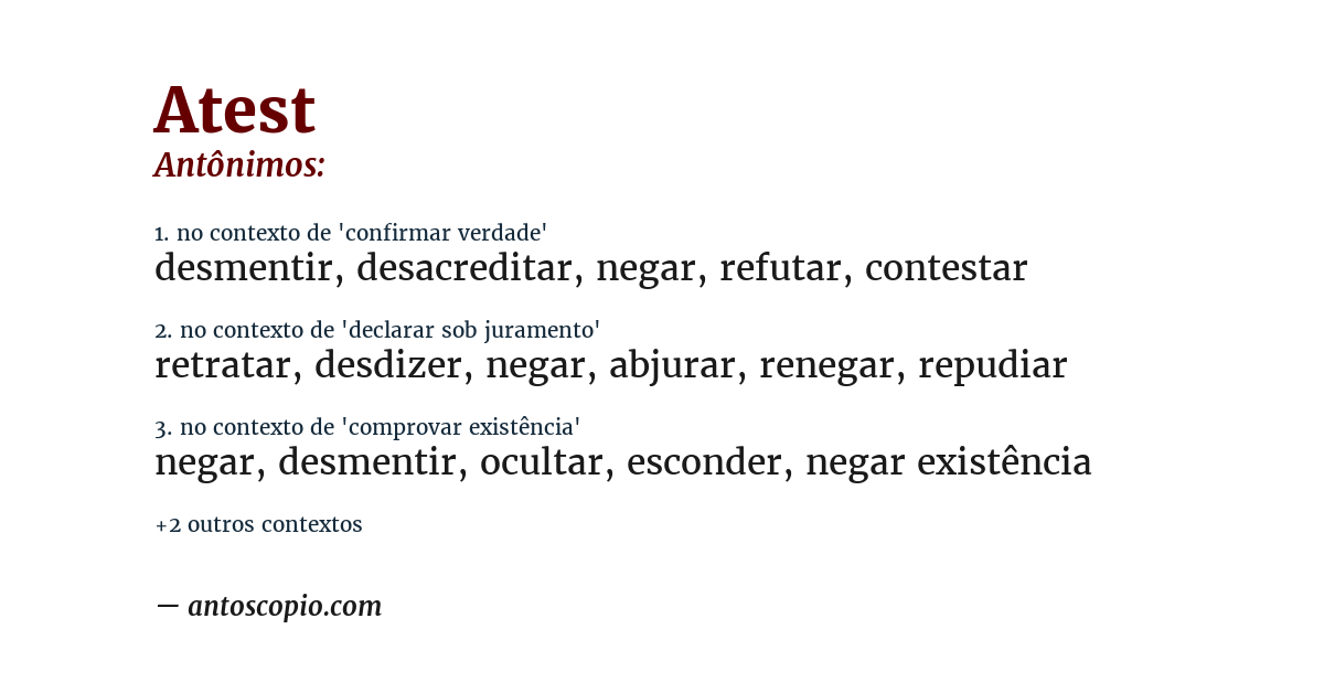 Antônimo de atest