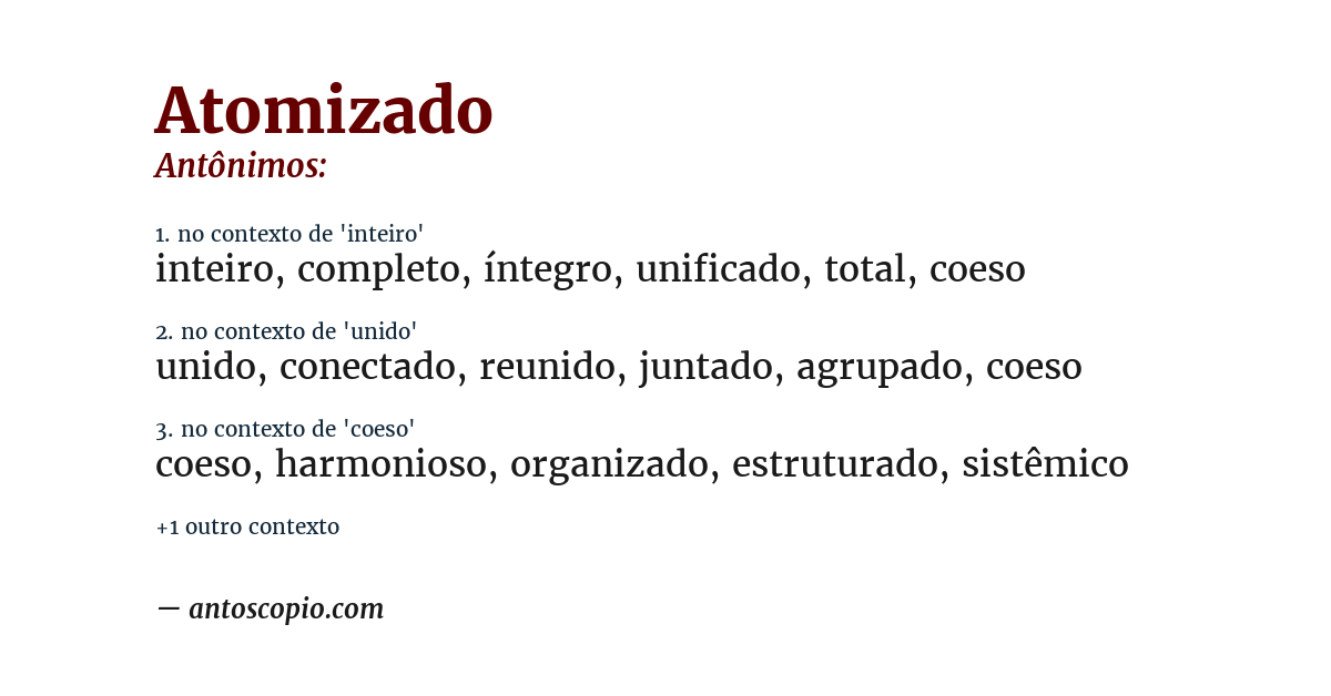 Antônimo de atomizado