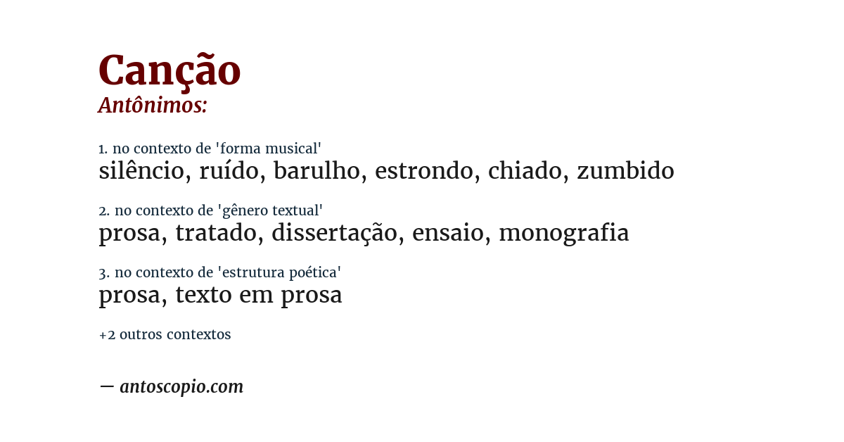 Antônimo de canção