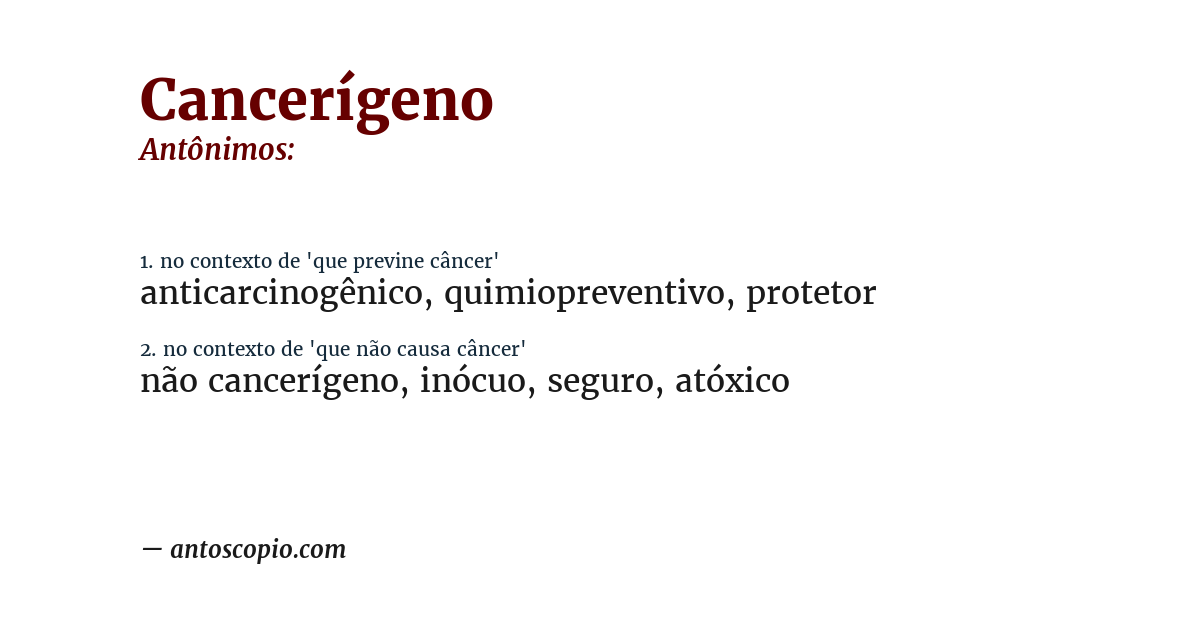 Antônimo de cancerígeno