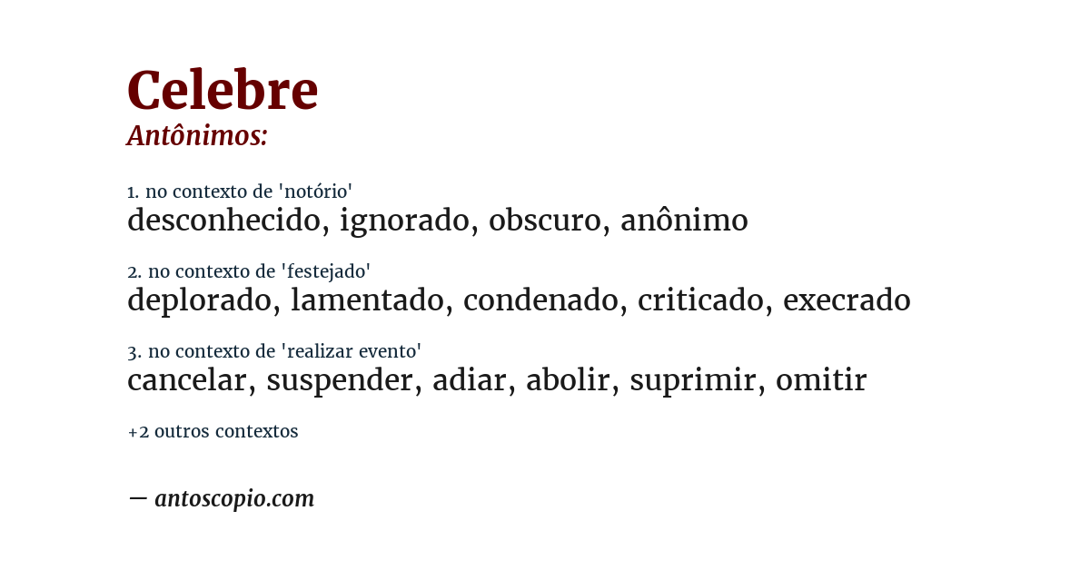 Antônimo de celebre