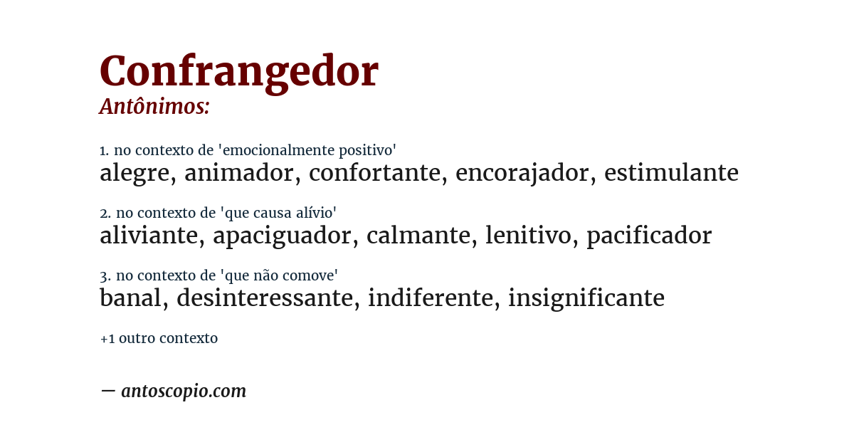 Antônimo de confrangedor