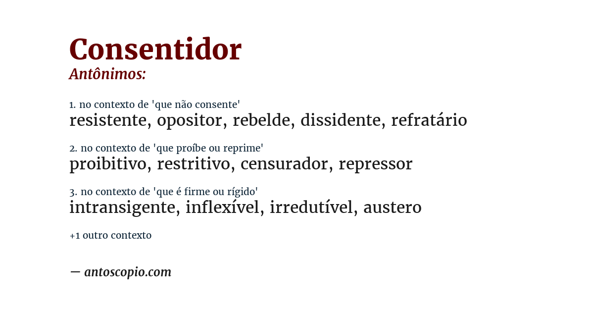 Antônimo de consentidor