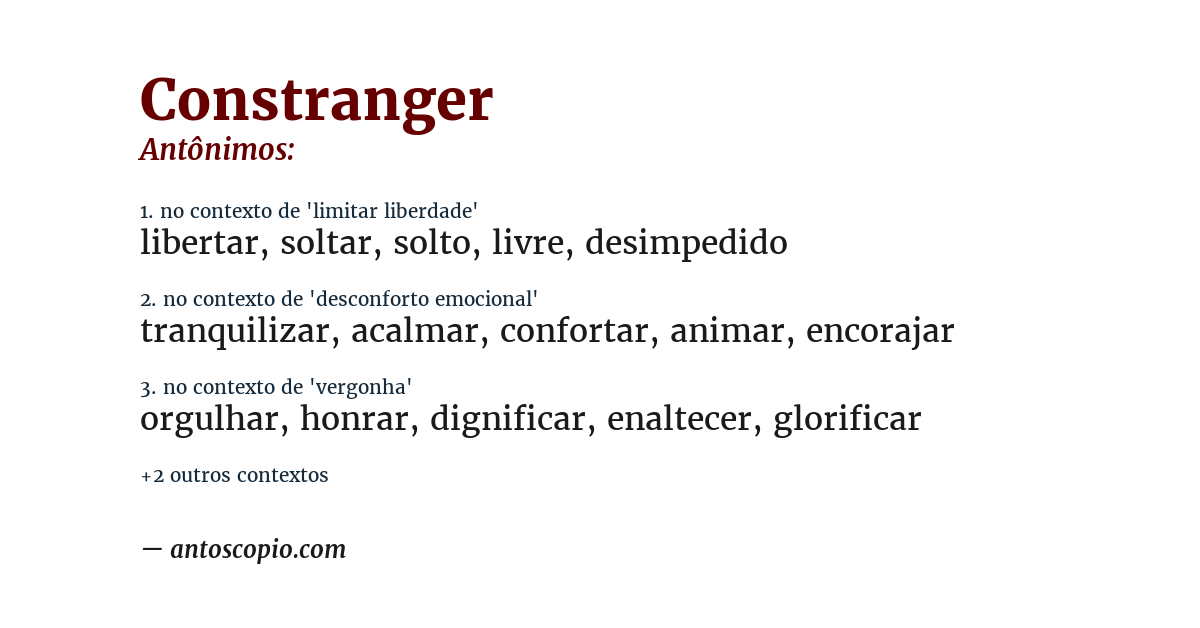 Antônimo de constranger