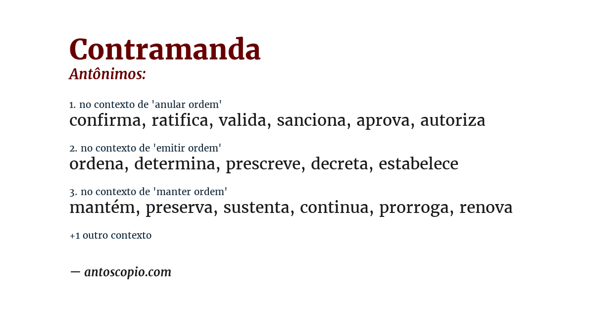 Antônimo de contramanda