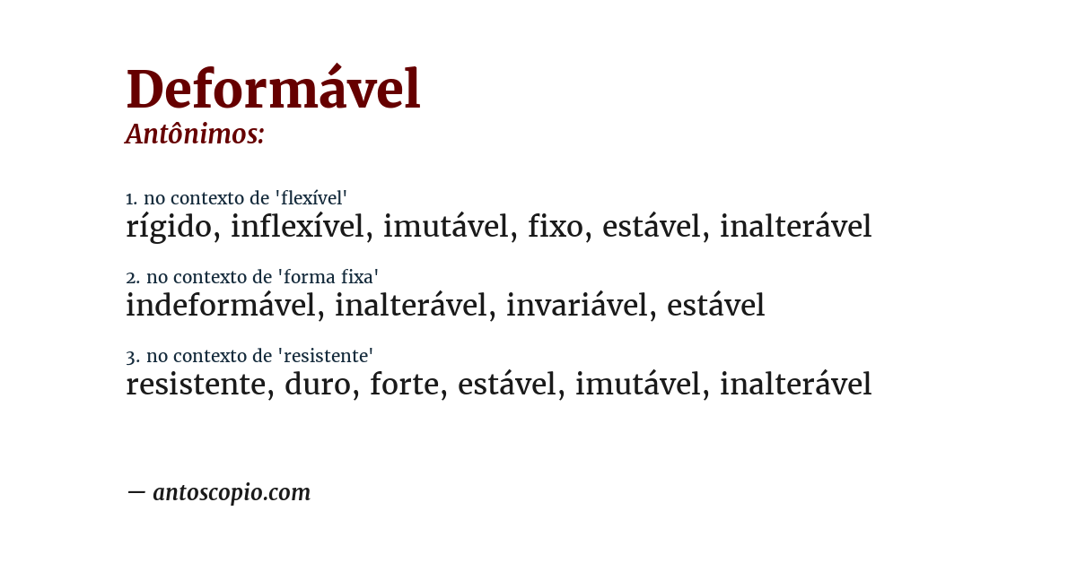Antônimo de deformável