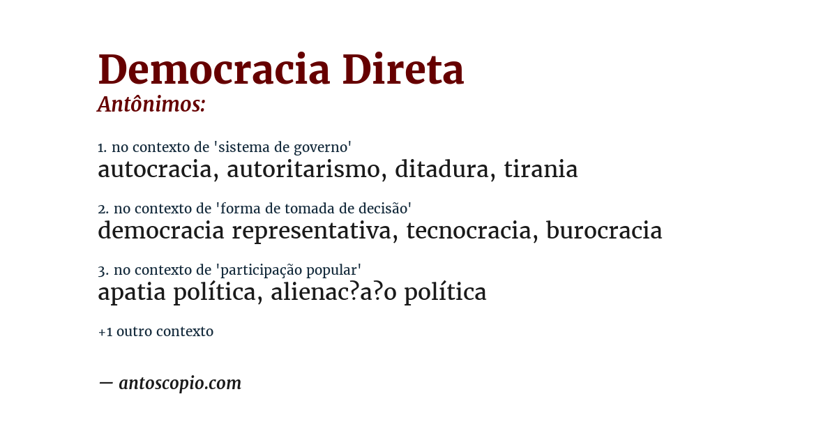 Antônimo de democracia direta