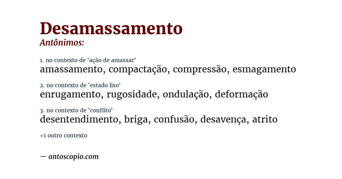 Antônimo de desamassamento