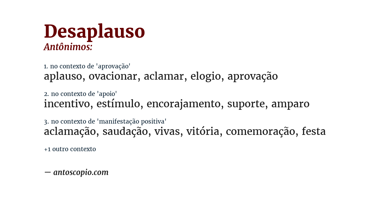 Antônimo de desaplauso