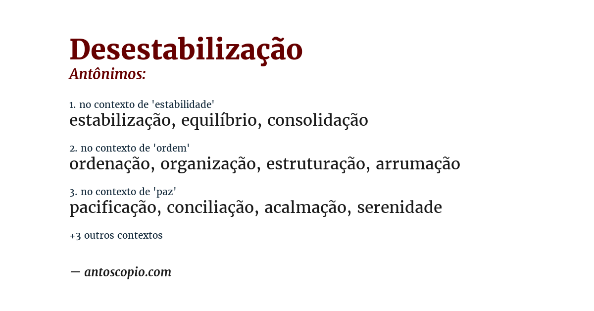 Antônimo de desestabilização
