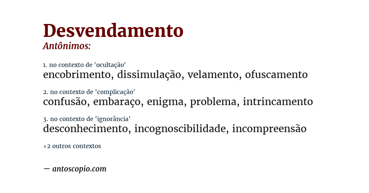 Antônimo de desvendamento