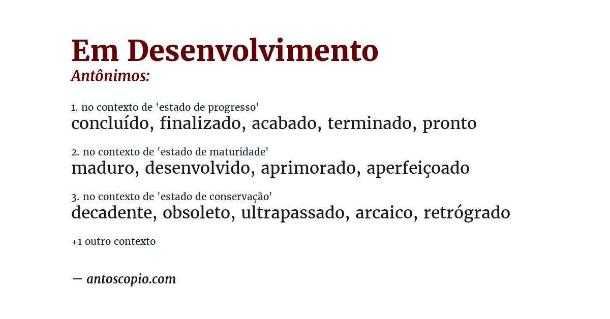 Antônimo de em desenvolvimento