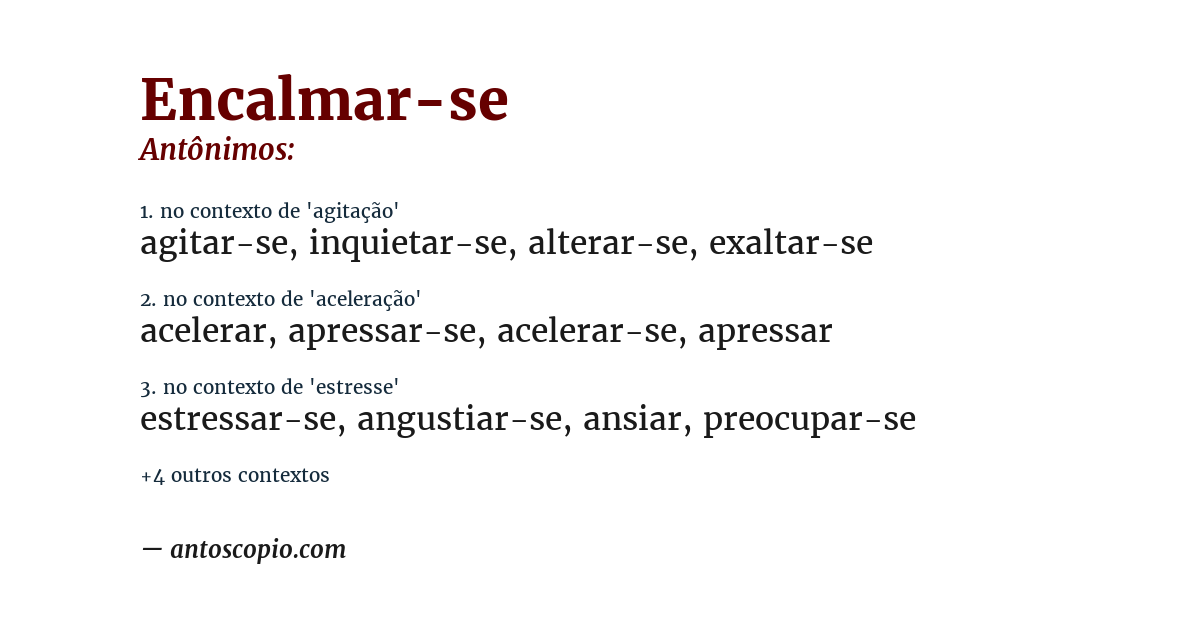 Antônimo de encalmar-se