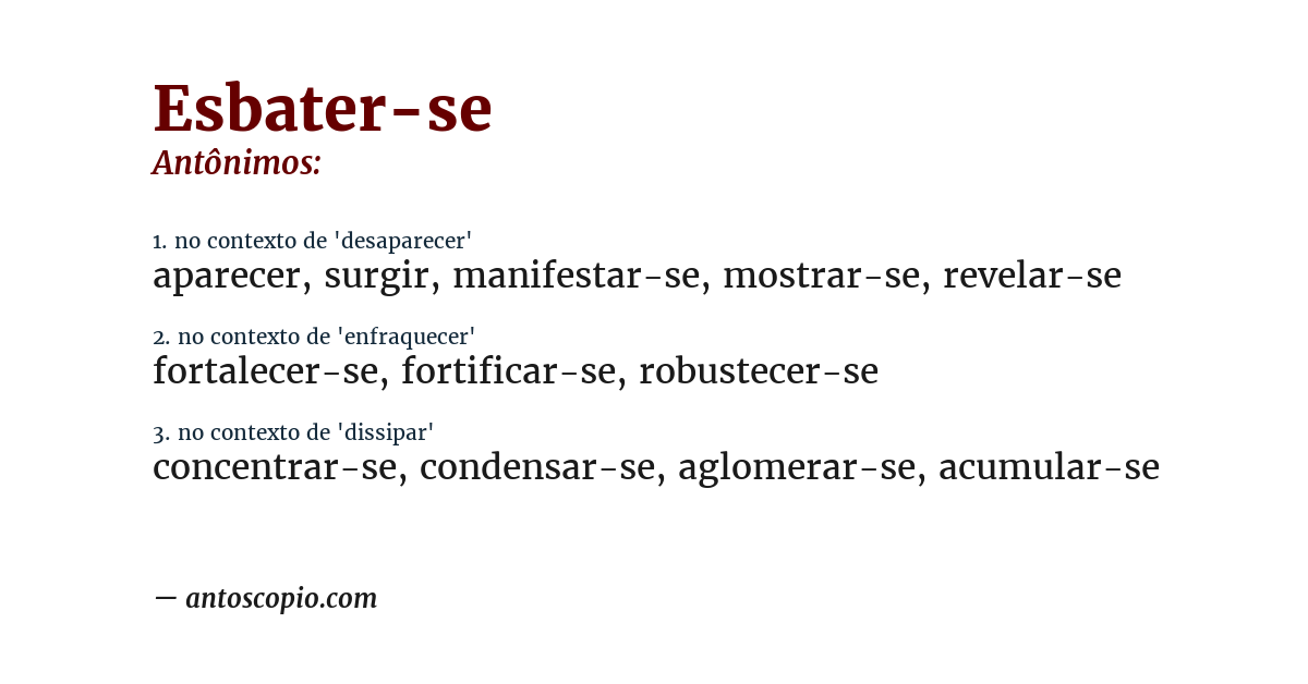 Antônimo de esbater-se