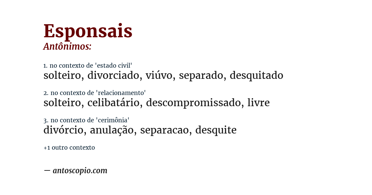 Antônimo de esponsais