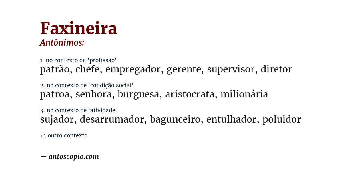 Antônimo de faxineira