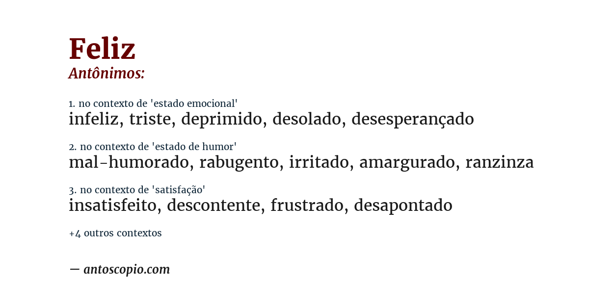 Antônimo de feliz