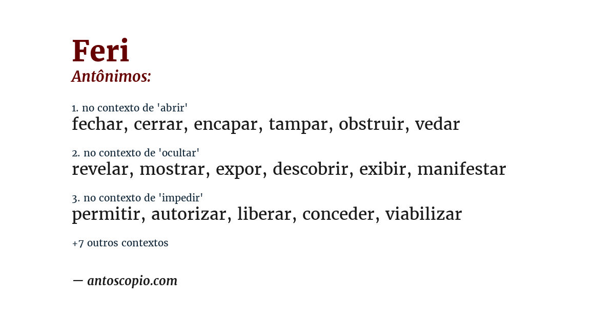 Antônimo de feri