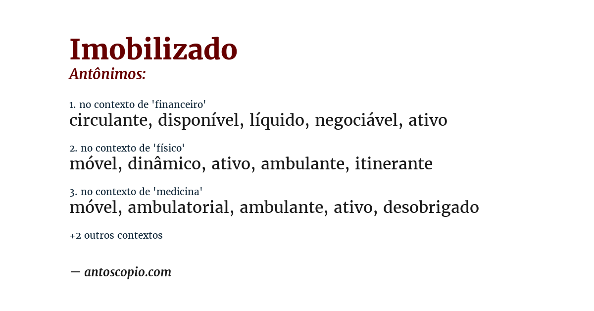 Antônimo de imobilizado