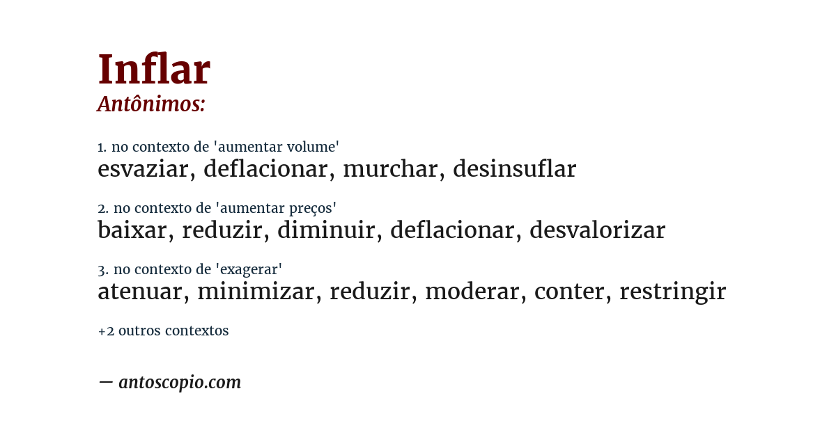Antônimo de inflar