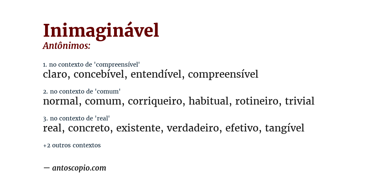 Antônimo de inimaginável