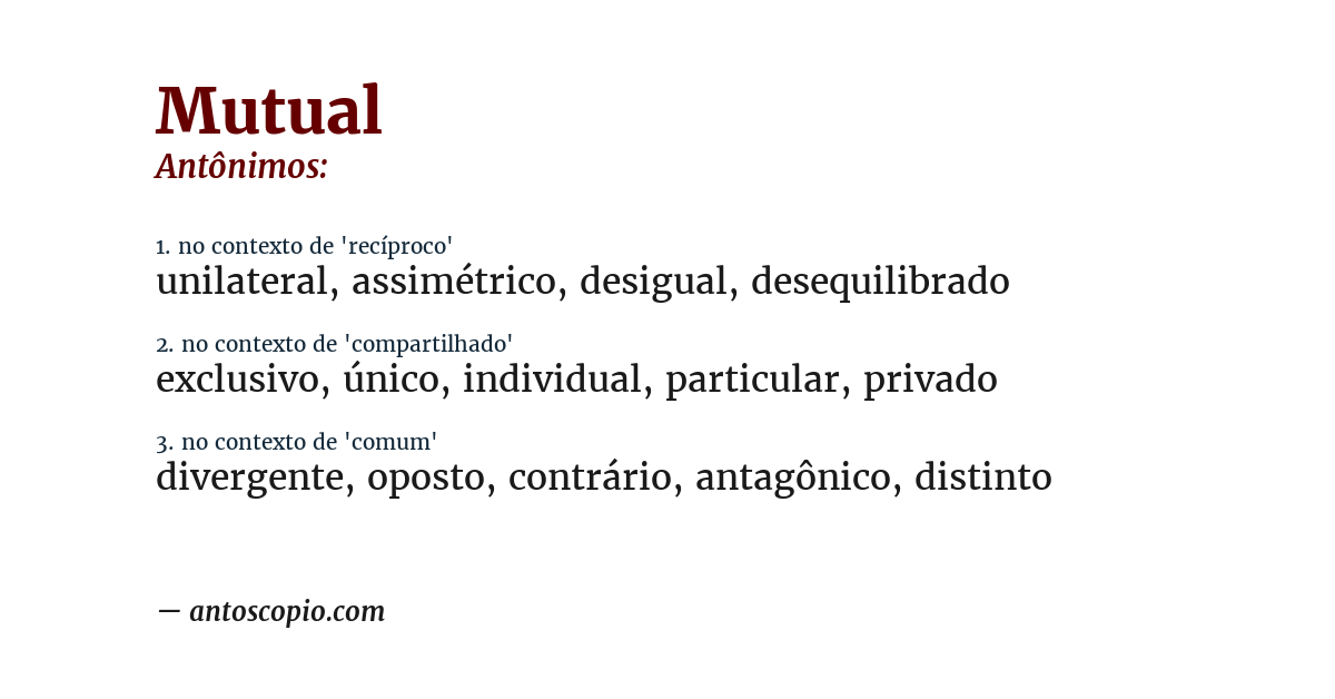 Antônimo de mutual