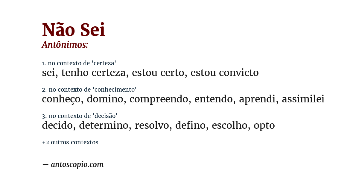 Antônimo de não sei