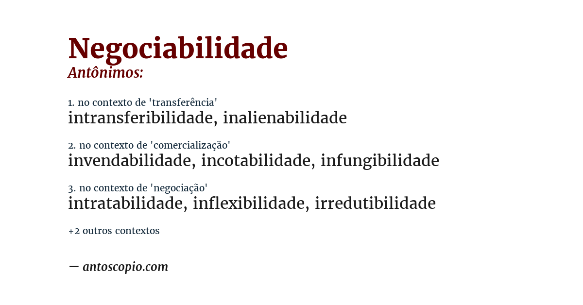 Antônimo de negociabilidade
