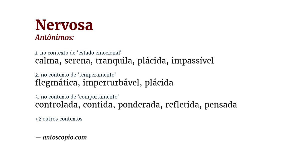 Antônimo de nervosa