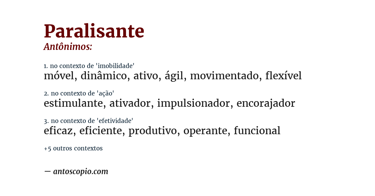 Antônimo de paralisante