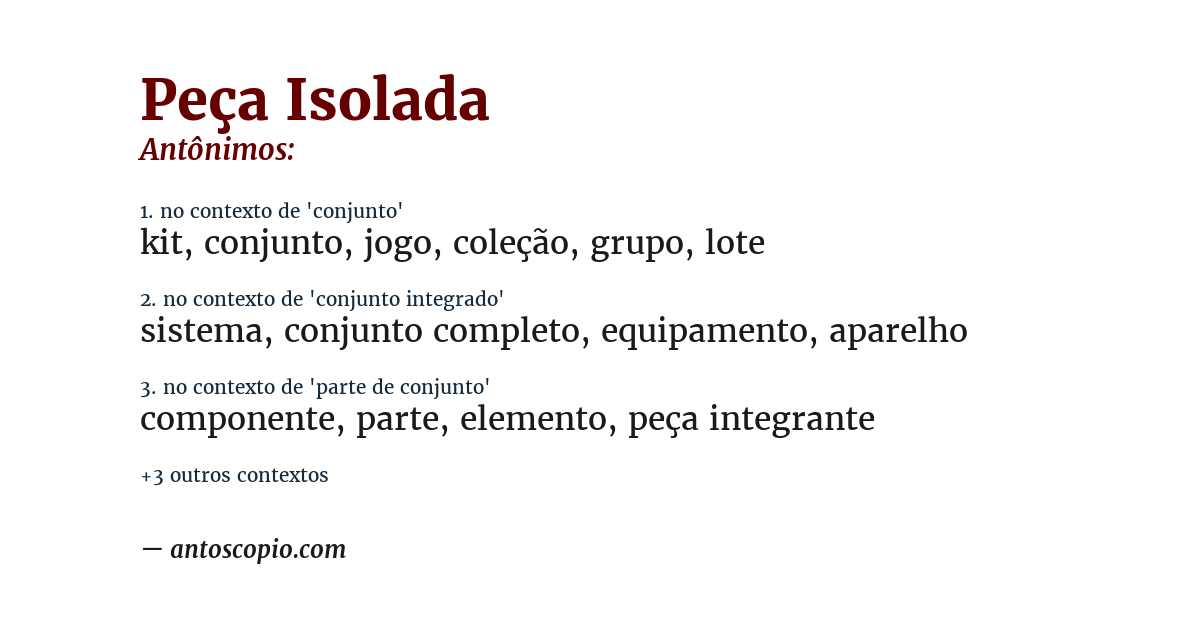 Antônimo de peça isolada